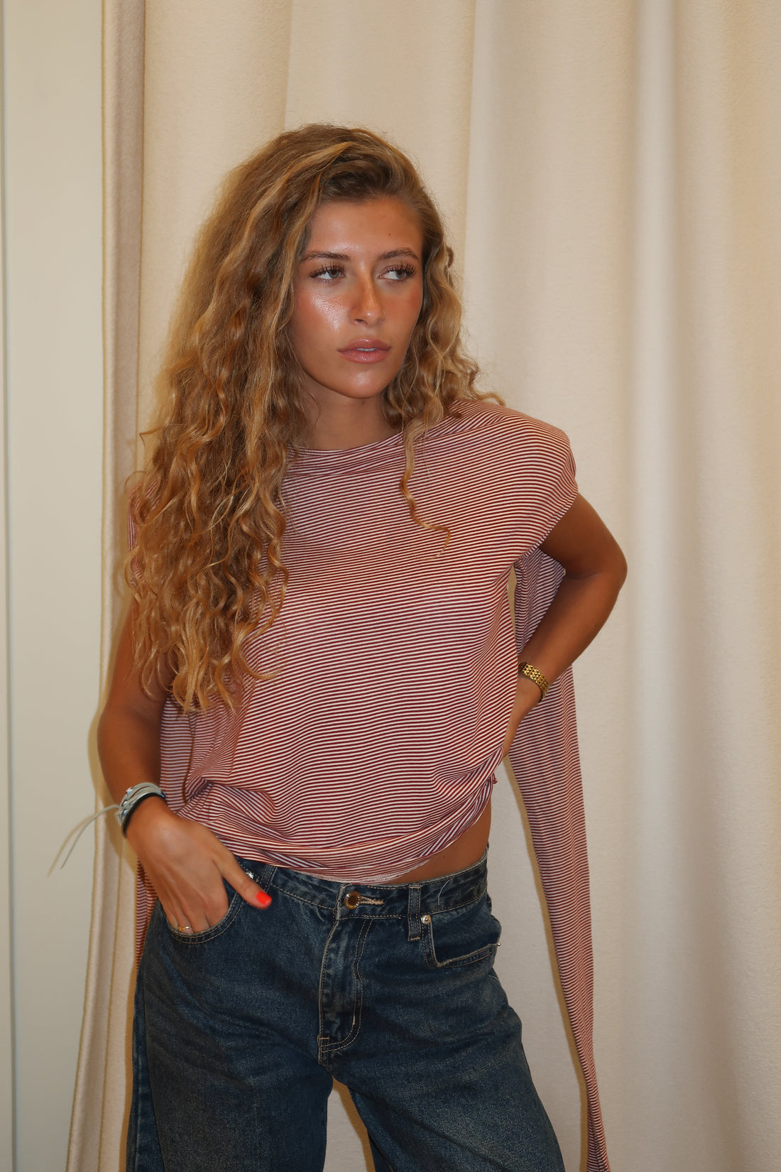 Tee-shirt Giulia bordeaux et crème