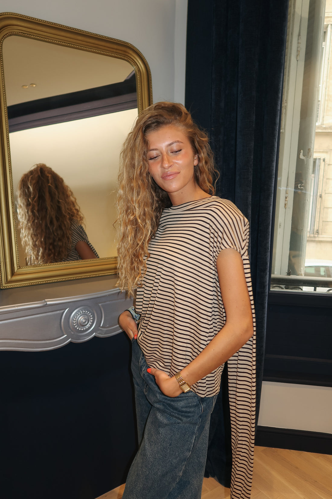 Tee-shirt Giulia beige et noir