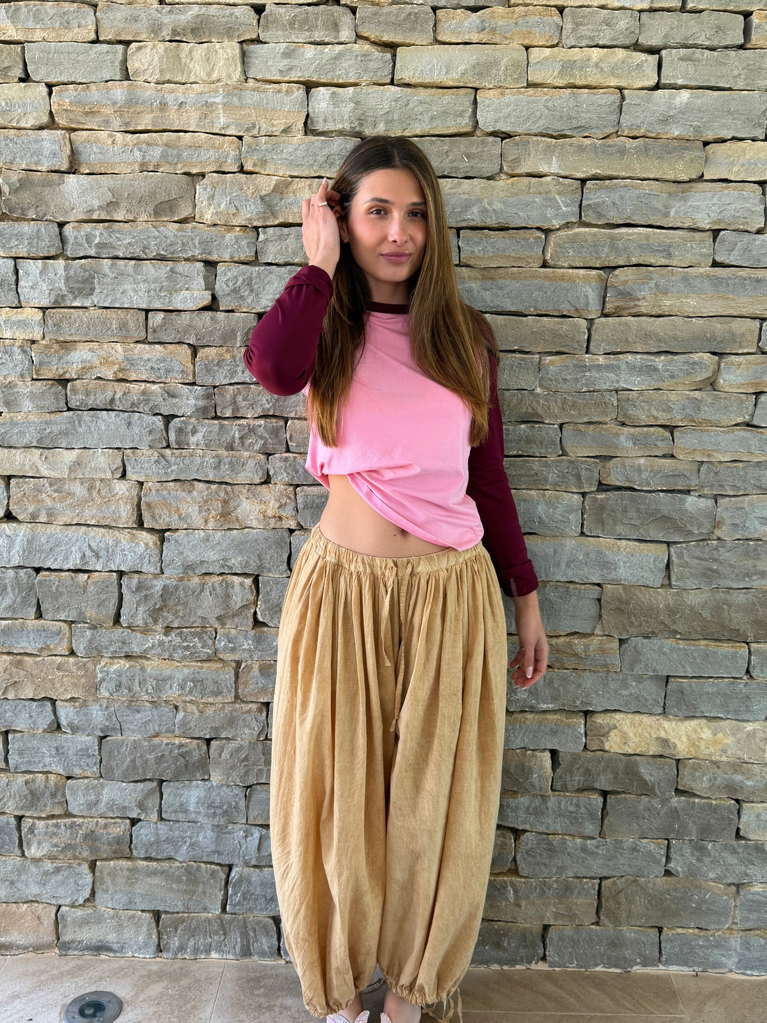 Tee-shirt Léa rose et bordeaux