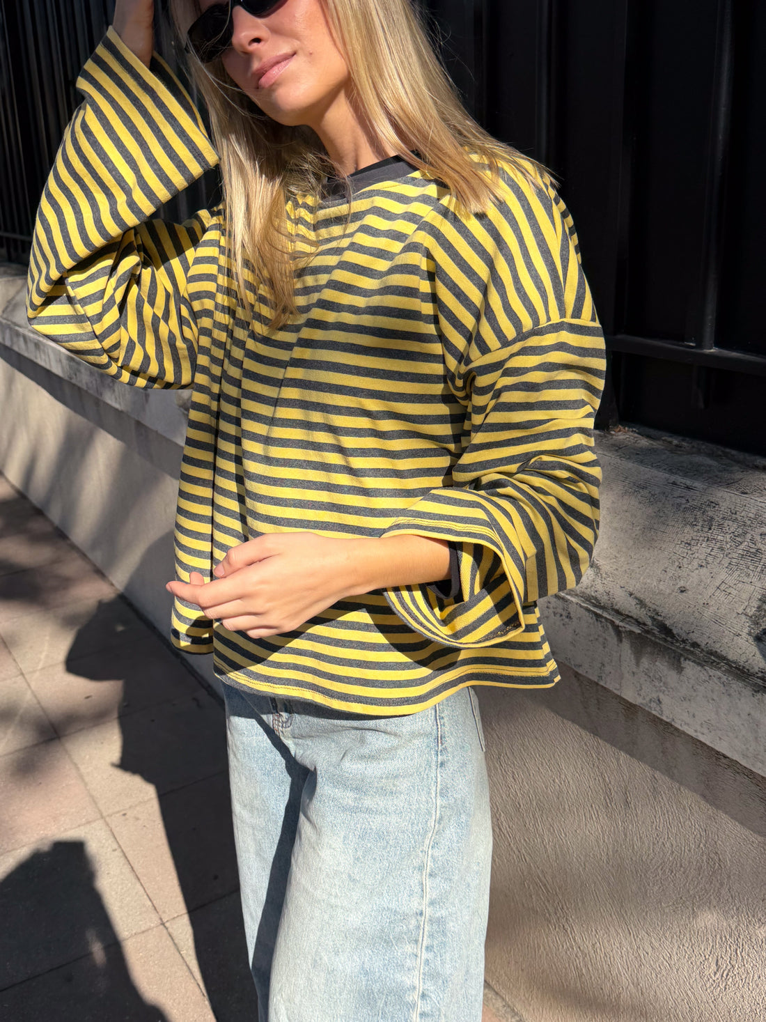 Tee-shirt Océane jaune et gris