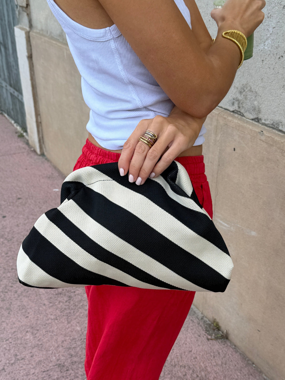 Pochette Summer noir et écru