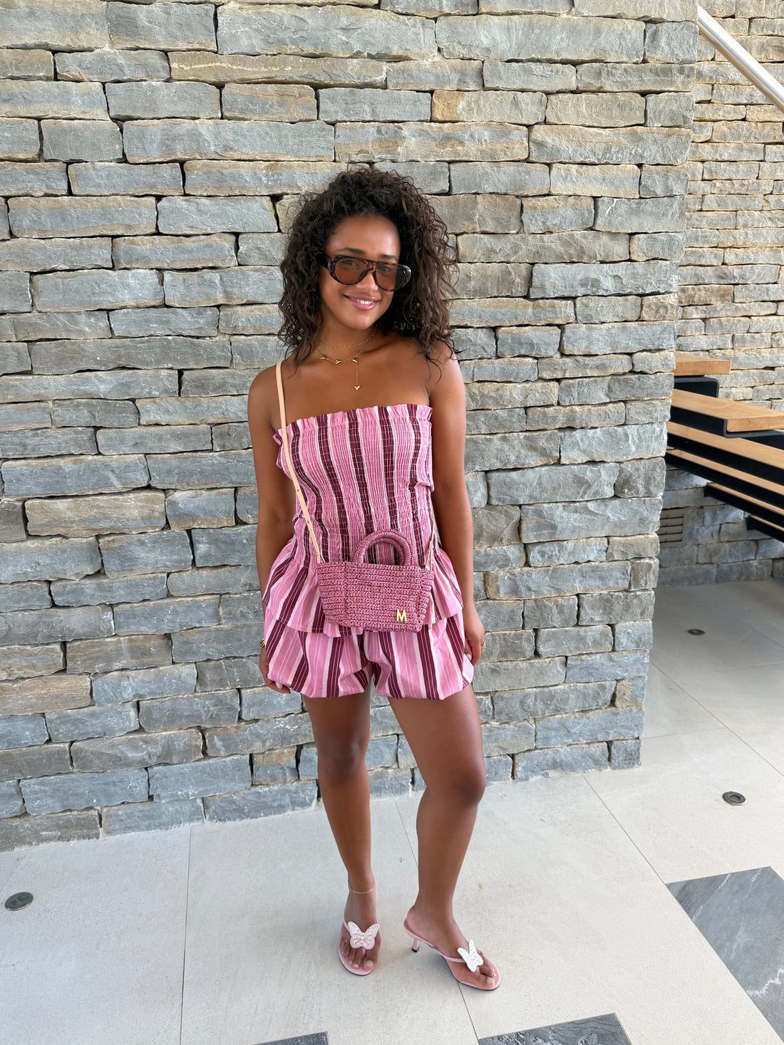 Bustier Chloé rose et bordeaux