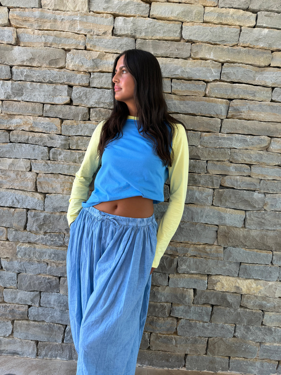 Tee-shirt Léa bleu et jaune