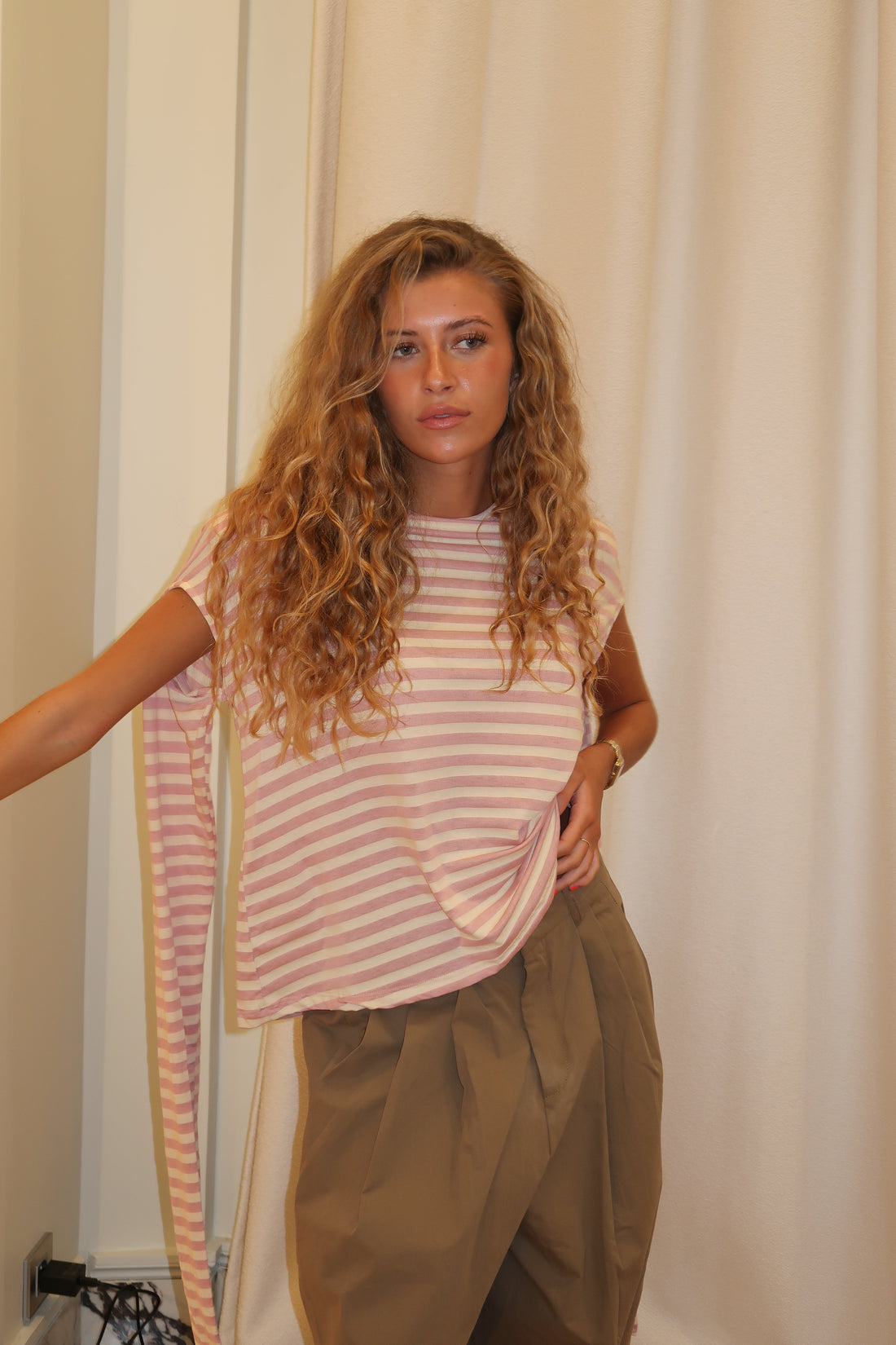 Tee-shirt Giulia beige et rose pâle