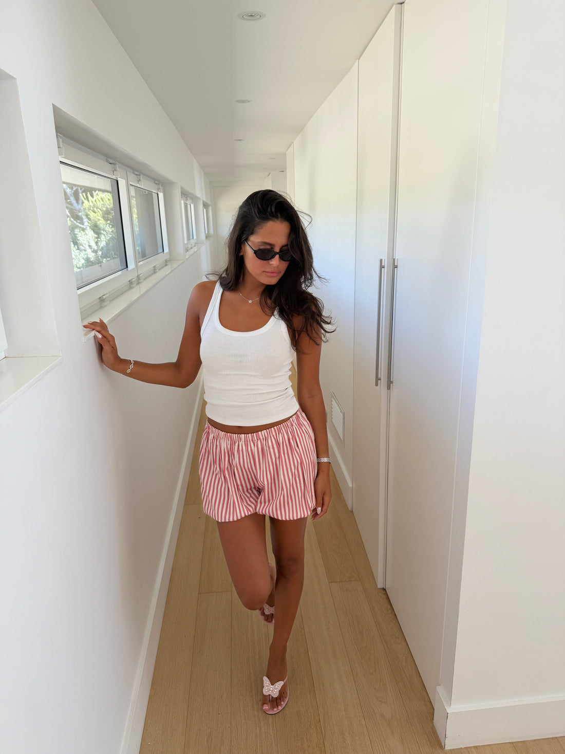 Jupe-short Valentina rouge et blanche