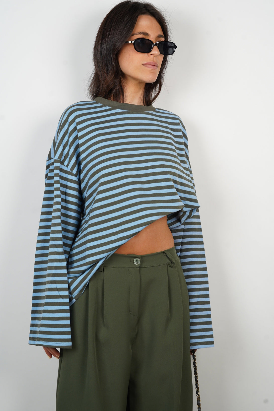 Tee-shirt Océane kaki et bleu