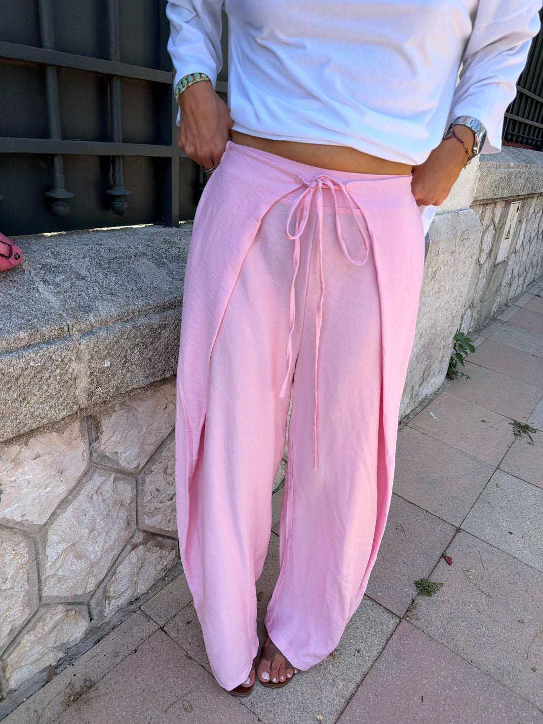 Pantalon Delphine rose clair