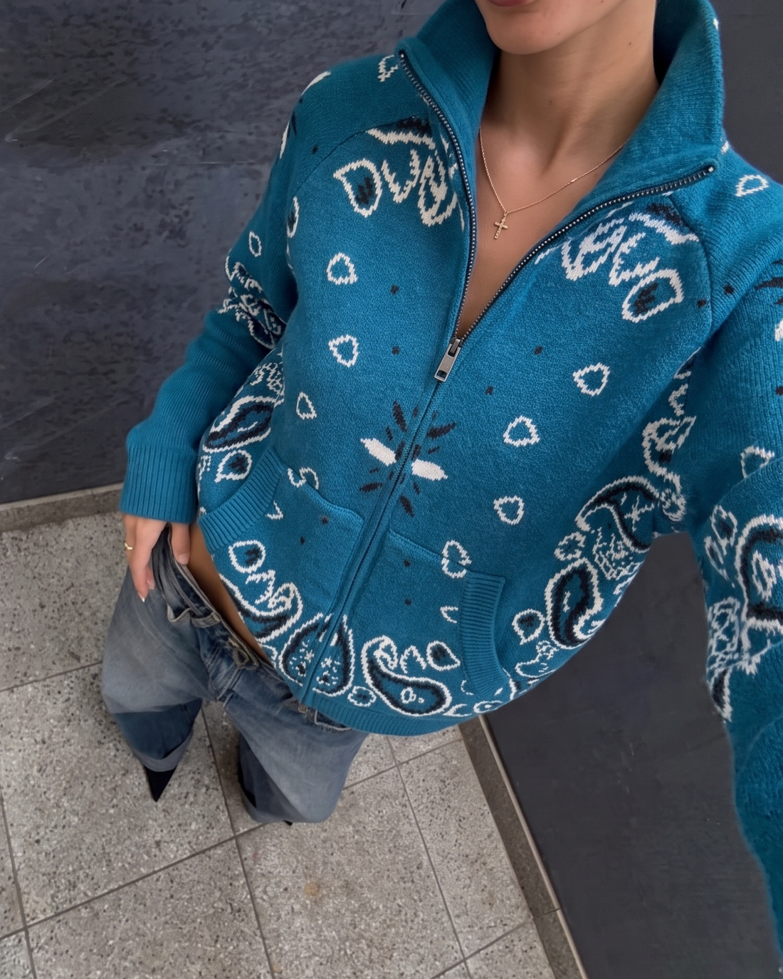 Gilet Carla bleu canard